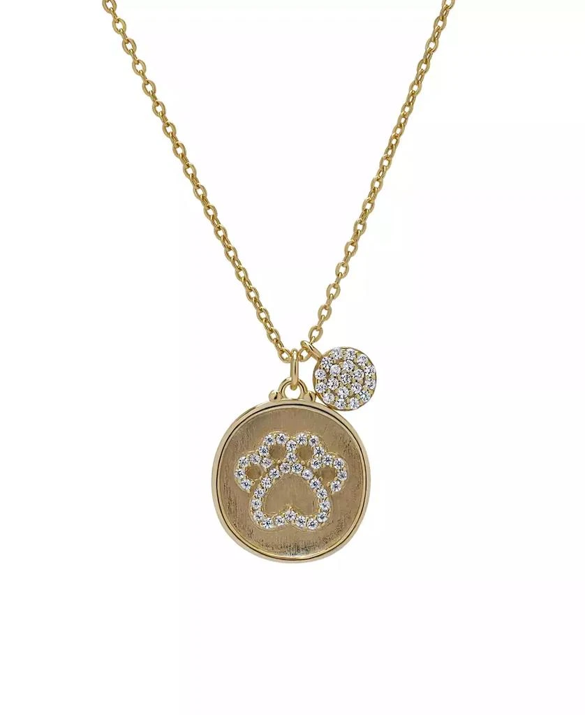 商品Macy's|14K Gold Plated Cubic Zirconia Dog Paw Disk Pendant Necklace,价格¥146,第1张图片