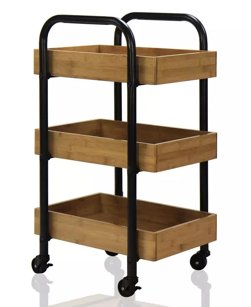 商品Oceanstar|Portable Storage Cart with 3 Easy Removable Bamboo Trays,价格¥1978,第5张图片详细描述