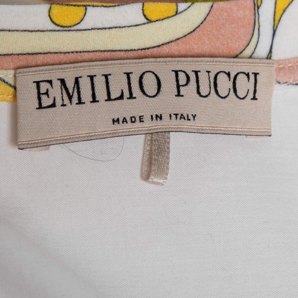 Emilio Pucci Multicolor Printed Cotton Ruffled Hem Detail Blouse S商品第4张图片规格展示