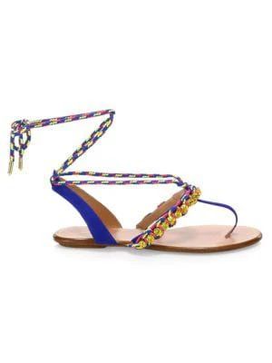 商品Aquazzura|Surf Embellished Braided Suede Sandals,价格¥1469,第1张图片