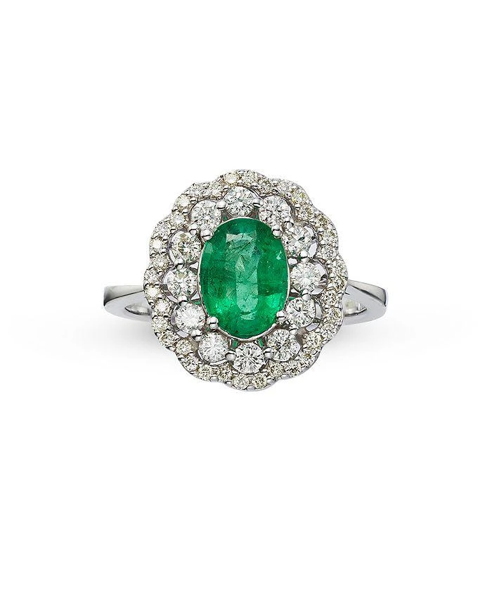 商品Bloomingdale's|Emerald and Diamond Statement Ring in 14K White Gold,价格¥20182,第3张图片详细描述