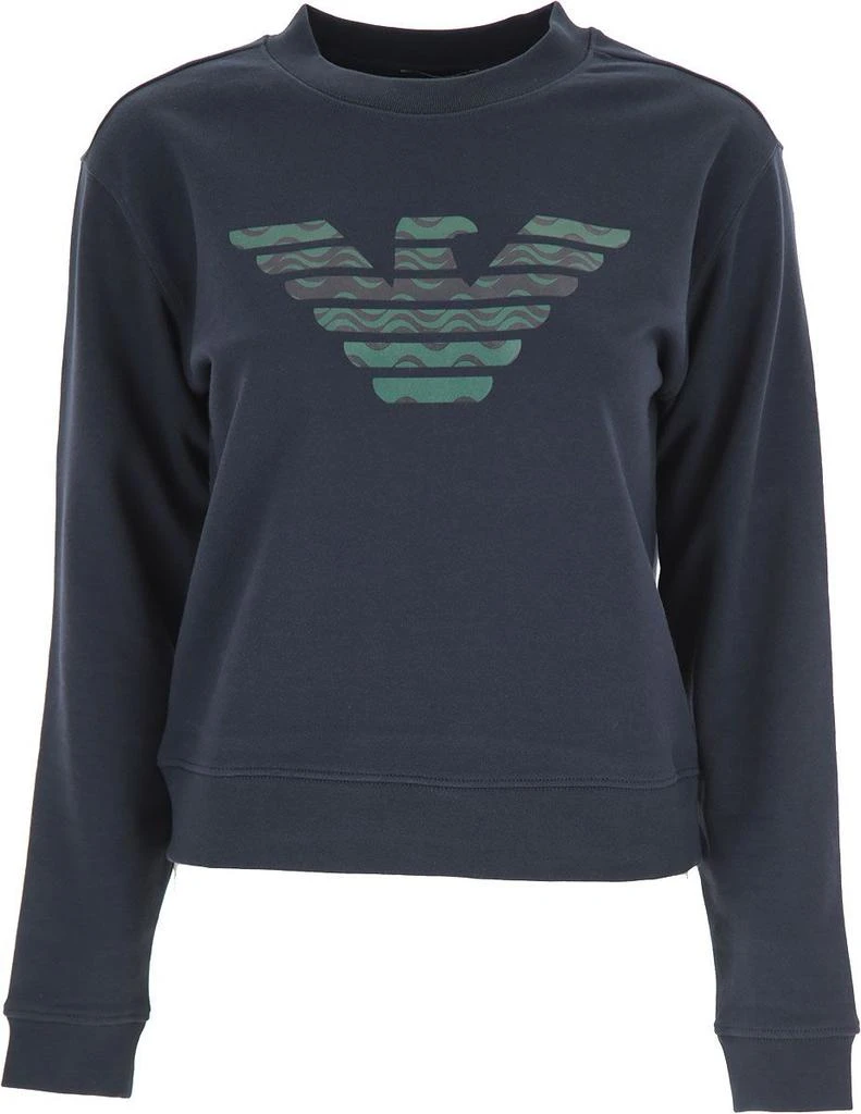 商品Emporio Armani|Emporio Armani Womens Blue Cotton Sweatshirt,价格¥1779,第1张图片