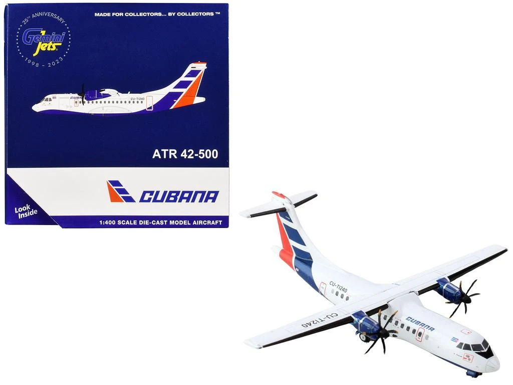 商品GeminiJets|ATR 42-500 Commercial Aircraft "Cubana Airlines" (CU-T1240) White with Red and Blue Stripes 1/400 Diecast Model Airplane by,价格¥571,第2张图片详细描述