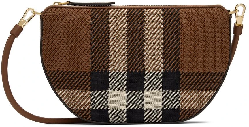 商品Burberry|Brown Knit Olympia Check Shoulder Bag,价格¥7894,第1张图片