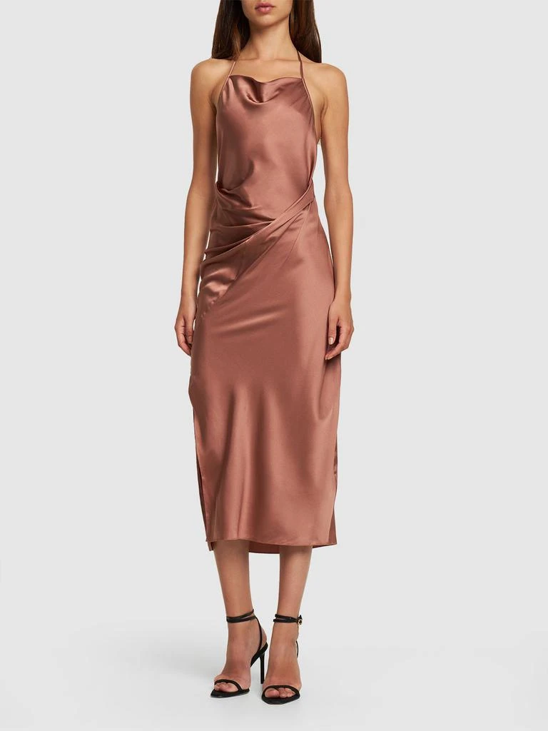 商品Helmut Lang|Draped Silk Stretch Satin Midi Dress,价格¥2324,第1张图片详细描述