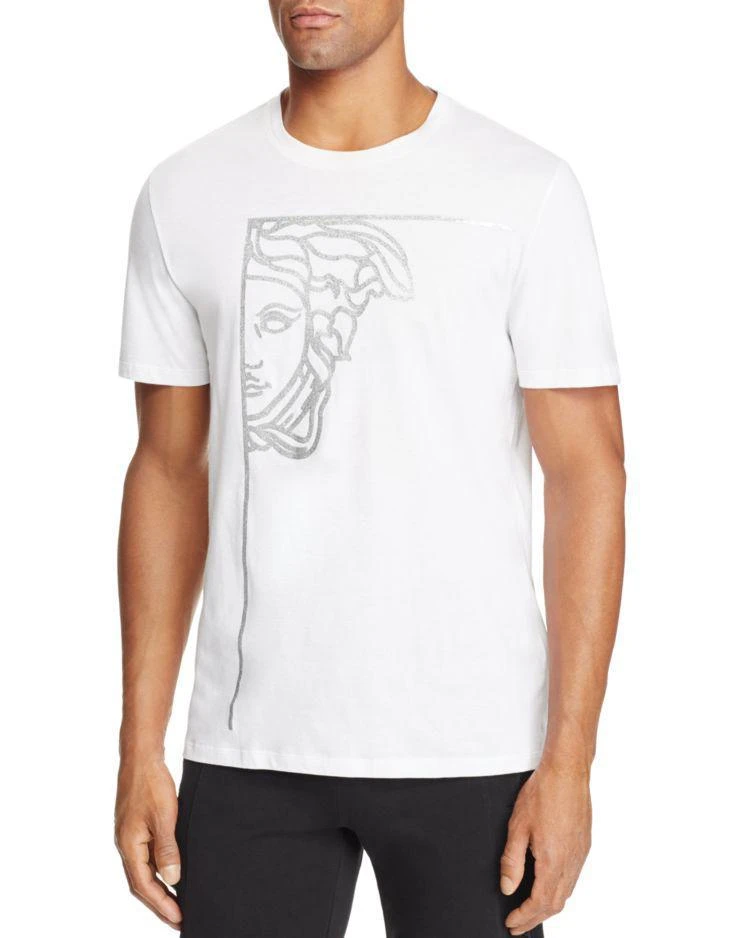 商品Versace|Versace Glitter Stamped Medusa Crewneck Short Sleeve Tee,价格¥867,第1张图片