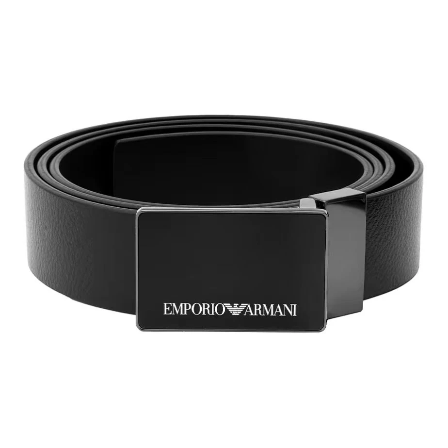 商品[国内直发] Emporio Armani|EMPORIO ARMANI阿玛尼粒纹平滑扣皮带腰带35cm礼盒包装,价格¥745,第1张图片