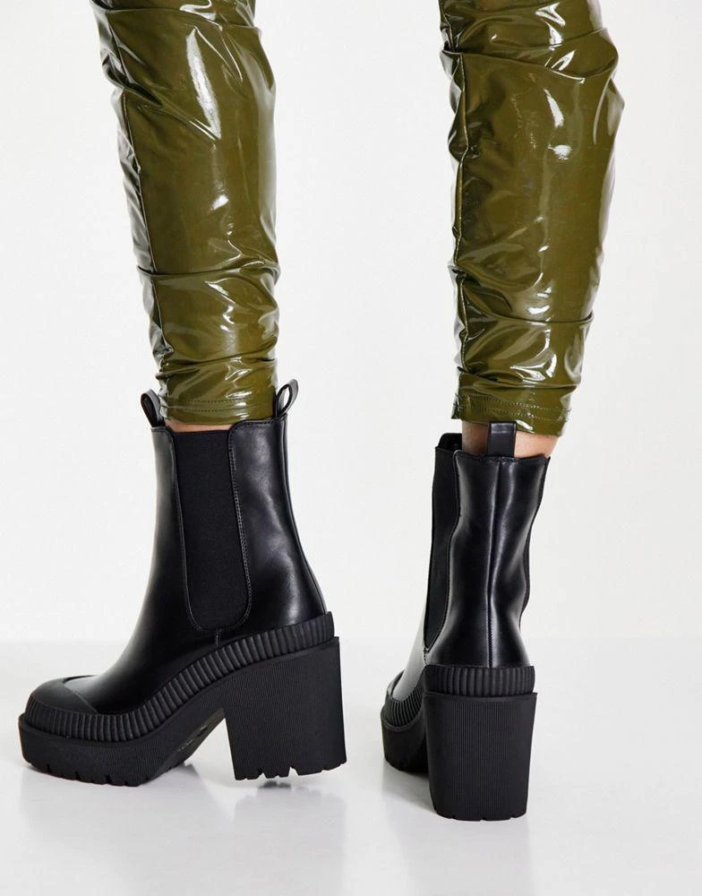 商品Origins|Origins chunky mid heel boot with mudguard in black,价格¥218,第2张图片详细描述