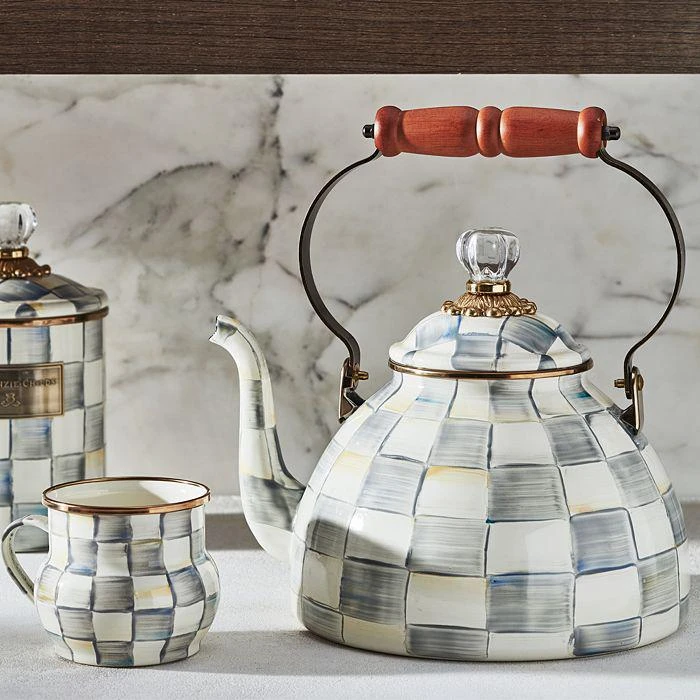 商品MacKenzie-Childs|Sterling Check Enamel Tea Kettle, 2 Qt,价格¥1196,第2张图片详细描述