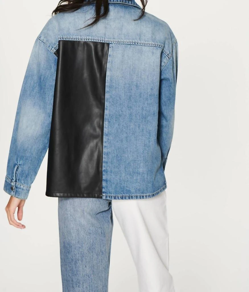 商品Blue Revival|Unreal Leather & Denim Boyfriend Shacket in Blue/Black,价格¥714,第2张图片详细描述