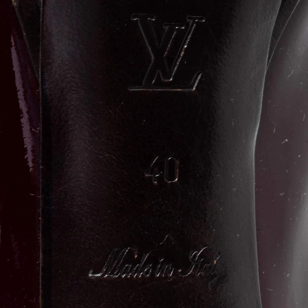 Louis Vuitton Dark Burgundy Patent Leather Eyeline Peep-Toe Platform Pumps Size 40 商品