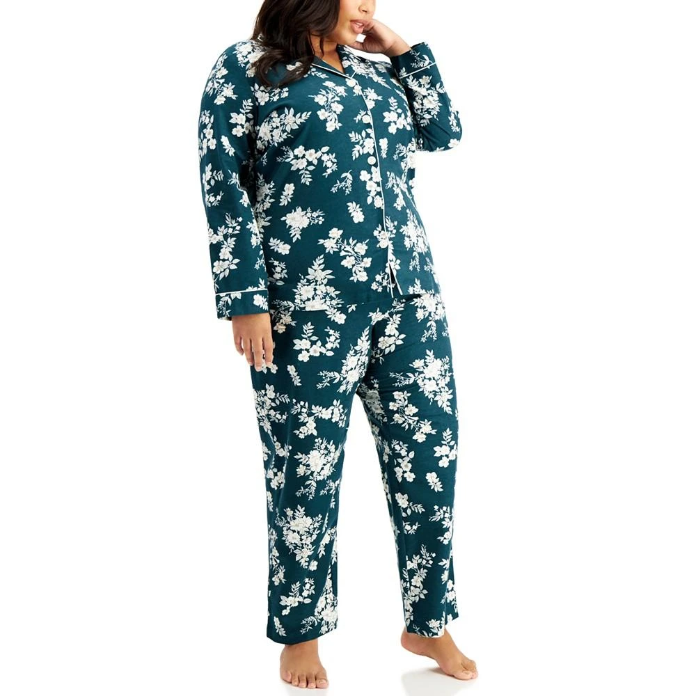 商品Charter Club|Plus Size Cotton Flannel Pajamas Set, Created for Macy's,价格¥89,第1张图片