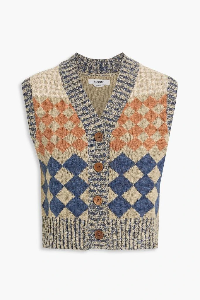 商品Re/Done|Checked bouclé-knit linen and cotton-blend vest,价格¥1435,第1张图片