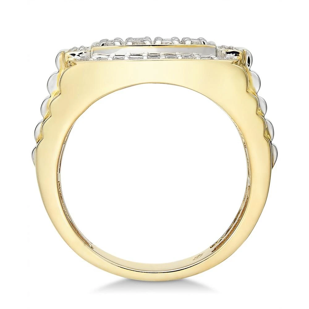 商品Macy's|Men's Diamond Cluster Two-Tone Ring (1 ct. t.w.) in 10k Gold & White Gold,价格¥17929,第3张图片详细描述