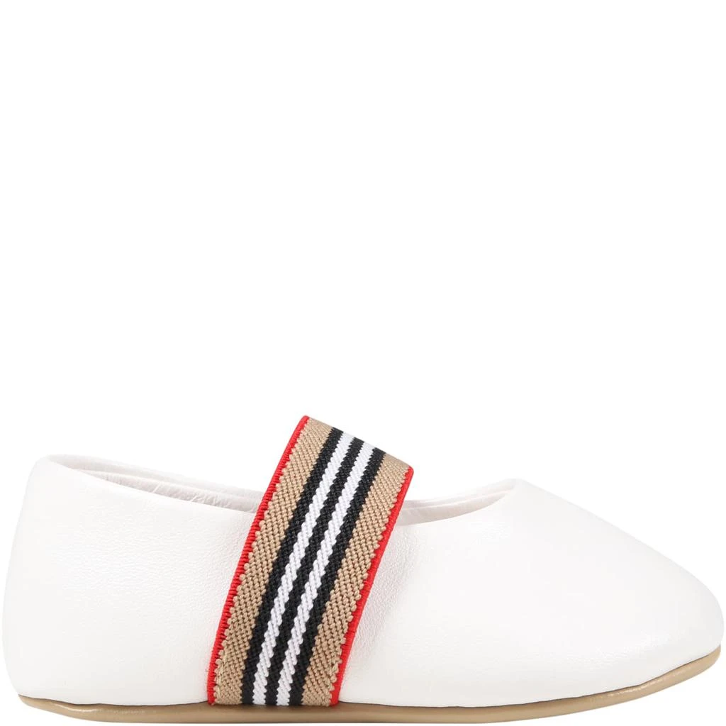 商品Burberry|White Ballet Flats For Baby Girl With Check Vintage,价格¥1448,第1张图片