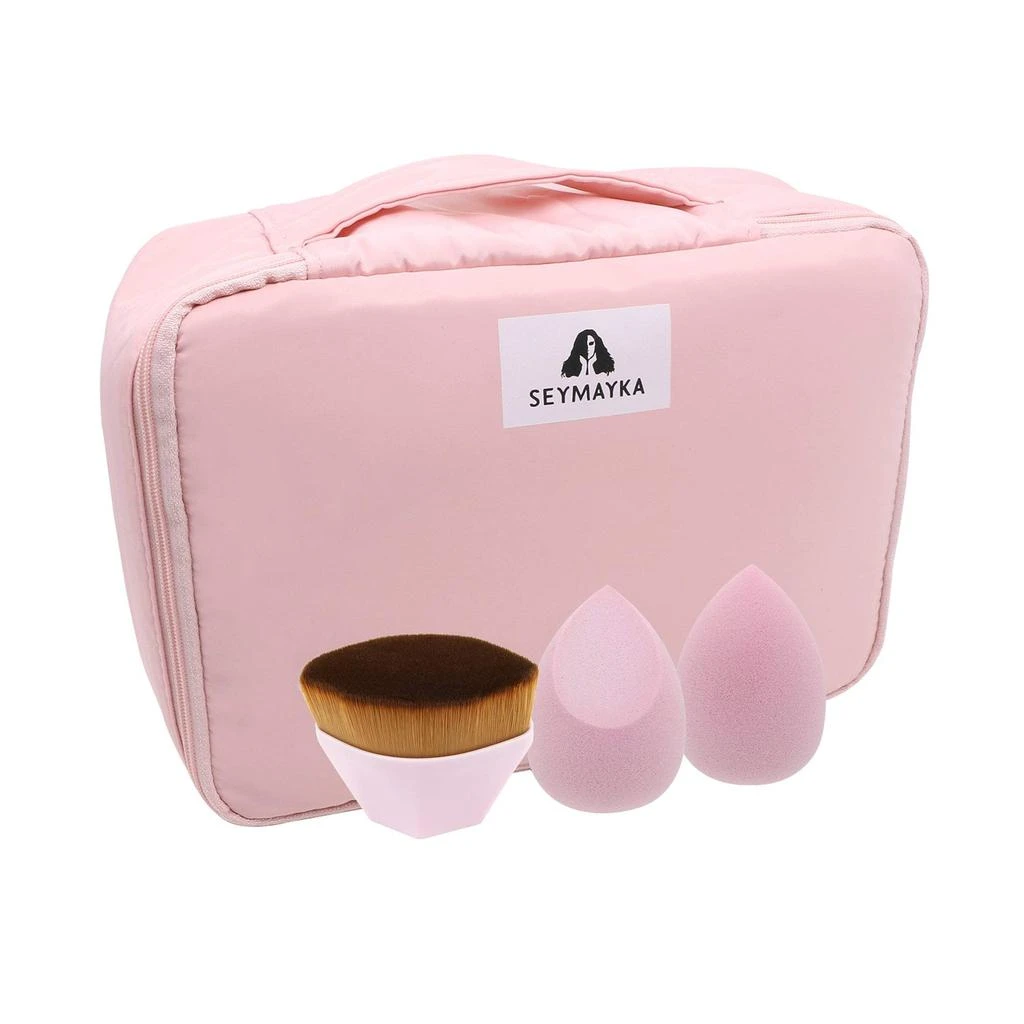 商品Seymayka|SEYMAYKA Large Pink Makeup Bag Set - Pink Kabuki Brush & Makeup Sponge,价格¥932,第1张图片