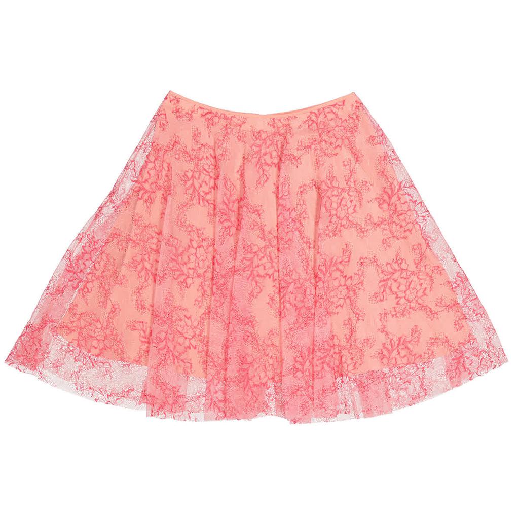 Burberry Girls Mini Wilton Lace Skirt in Pale Apricot/Coral, Size 10Y商品第1张图片规格展示