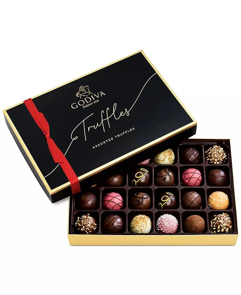 商品Godiva|Signature Chocolate Truffle Gift Box, Red Ribbon, 24 Piece,价格¥345,第1张图片