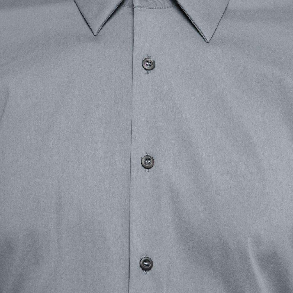 Prada Iron Grey Cotton Poplin Stretch Long Sleeve Shirt XXL商品第3张图片规格展示