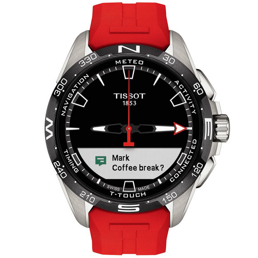 Men's Swiss T-Touch Connect Solar Red Rubber Strap Smart Watch 48mm商品第9张图片规格展示