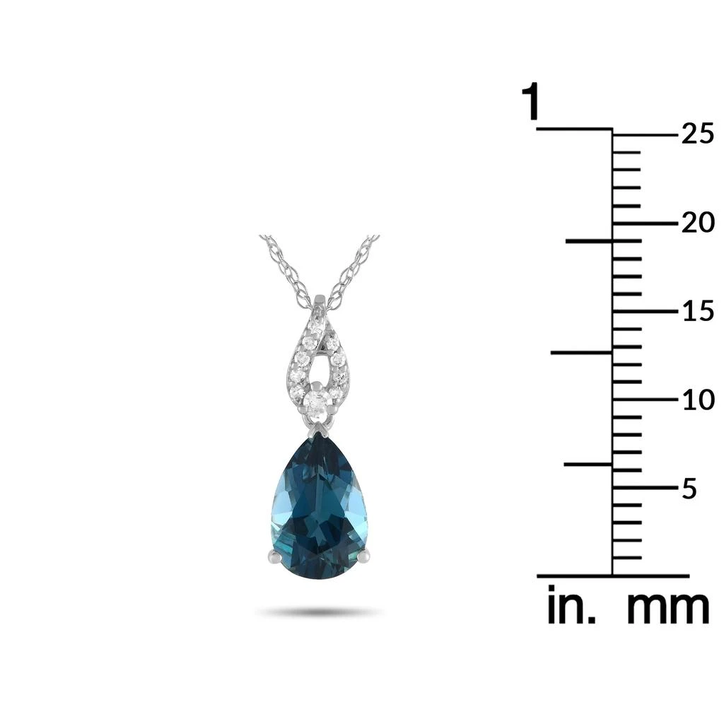 商品LB Exclusive|14K White Gold 0.06ct Diamond and Pear-Cut Blue Topaz Necklace PD4-16184WBT,价格¥1721,第4张图片详细描述