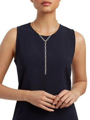 商品Gabi Rielle|Gold Vermeil Chain-Link Lariat Necklace,价格¥567,第2张图片详细描述