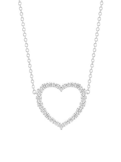 商品Hearts On Fire|18K White Gold &amp; Diamond Large Heart Pendant Necklace,价格¥22666,第1张图片