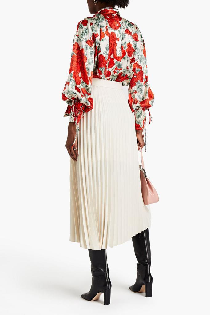 商品Ganni|Tie-front floral-print stretch-silk satin blouse,价格¥1688,第5张图片详细描述