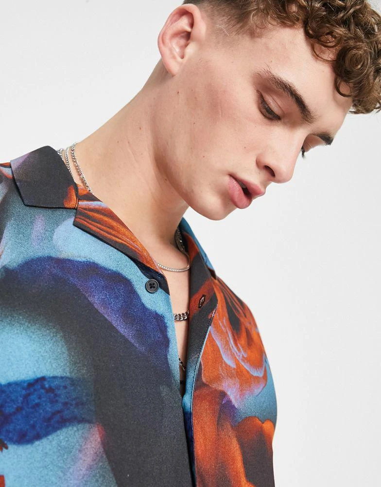 商品ASOS|ASOS DESIGN revere shirt in rose floral print,价格¥151,第3张图片详细描述