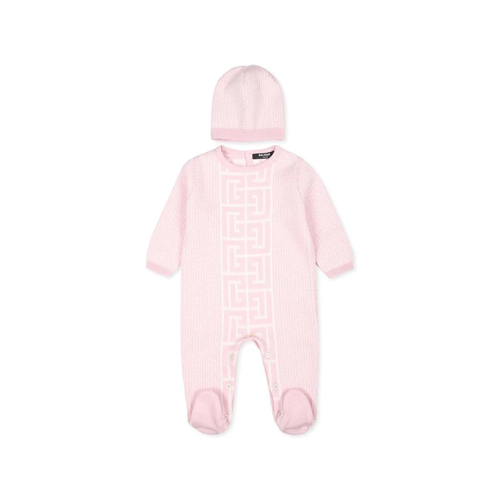 商品Balmain|Pink Babygrow Set For Baby Girl With Labyrinth,价格¥3721,第1张图片