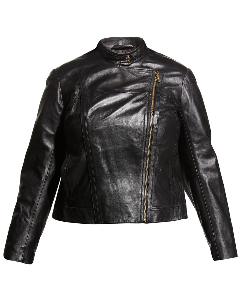 Plus Size Leather Moto Jacket商品第2张图片规格展示