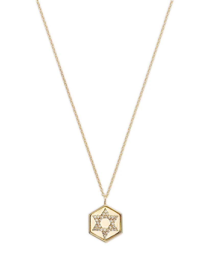 商品Moon & Meadow|14K Yellow Gold White Topaz Star of David Disc Pendant Necklace, 16-18",价格¥6366,第1张图片