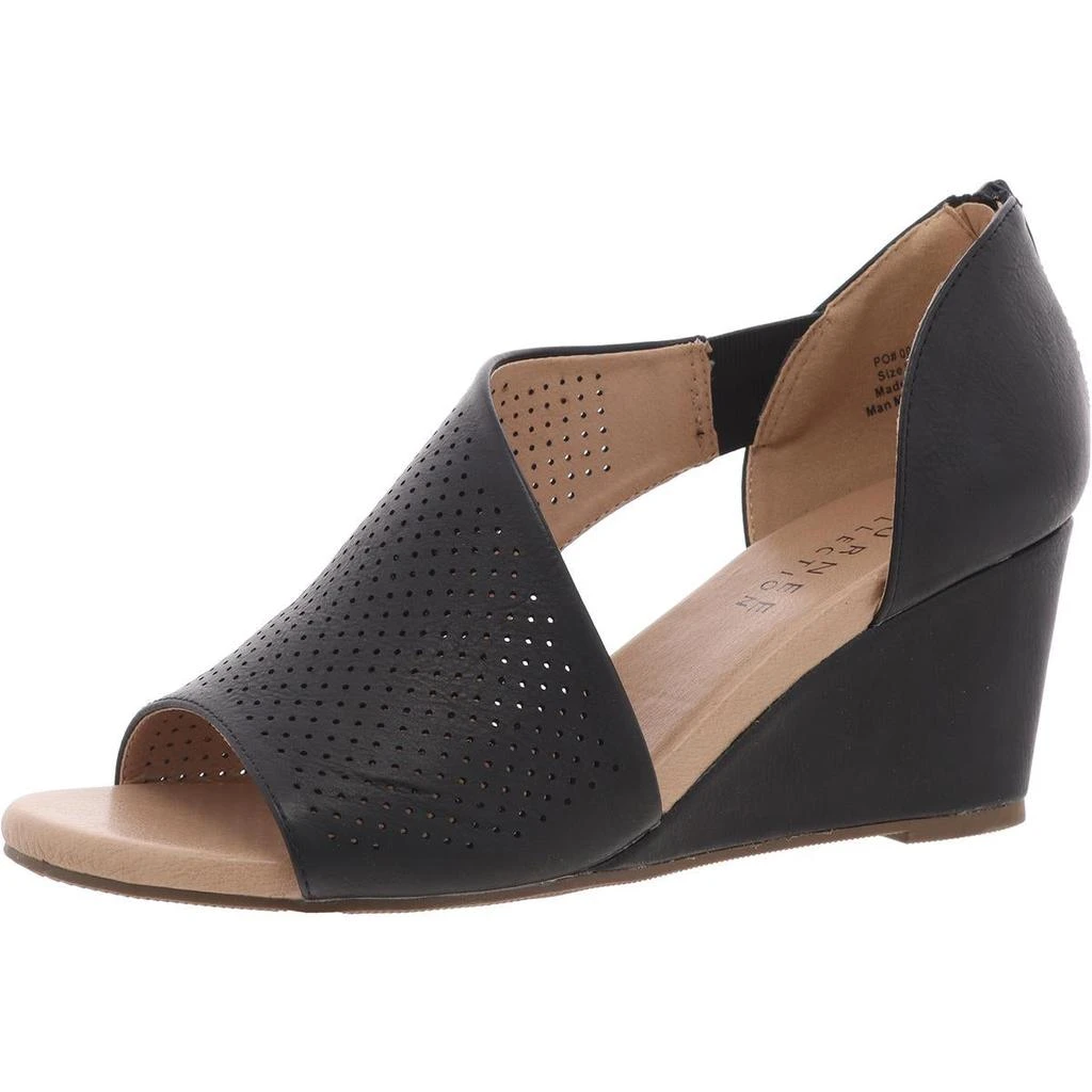 商品Journee Collection|Womens Zipper Faux Leather Wedge Sandals,价格¥364,第1张图片