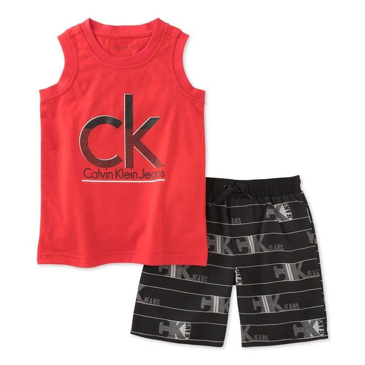 商品Calvin Klein|2-Pc. Graphic-Print Tank & Shorts Set, Baby Boys (0-24 months),价格¥72,第2张图片详细描述