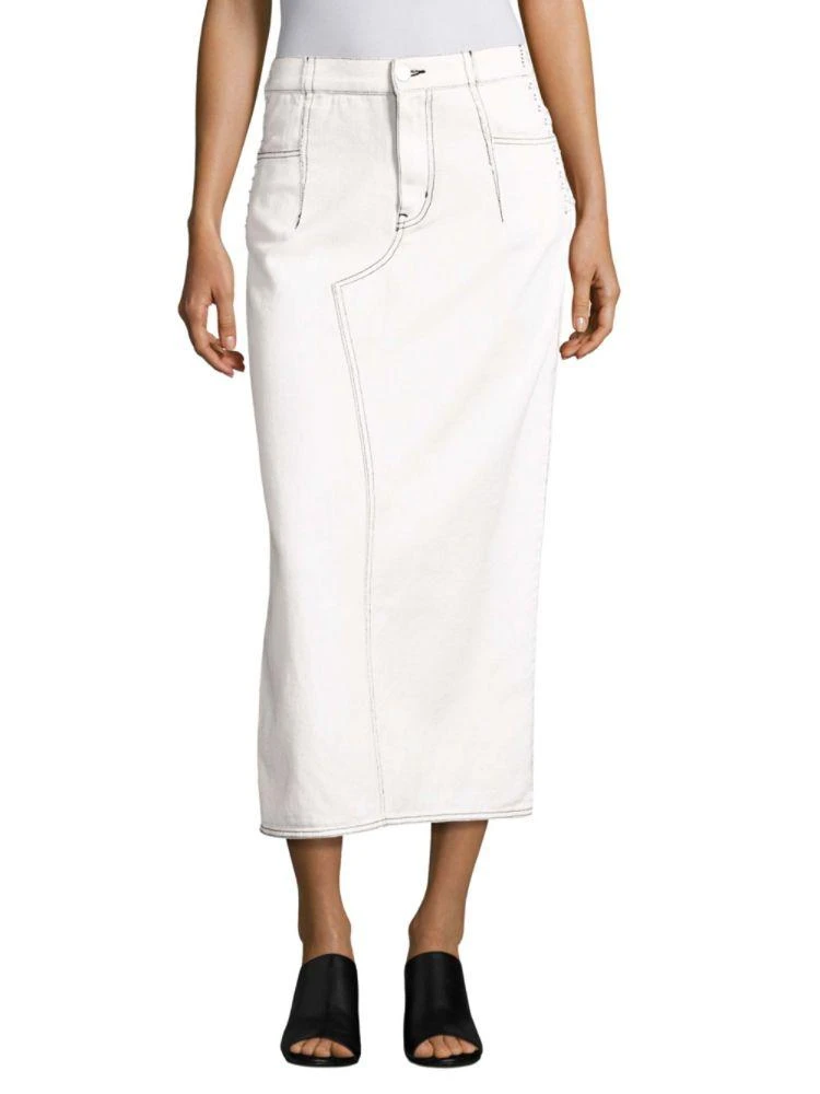 商品3.1 Phillip Lim|Lace-Up Cotton Denim Midi Skirt,价格¥831,第1张图片