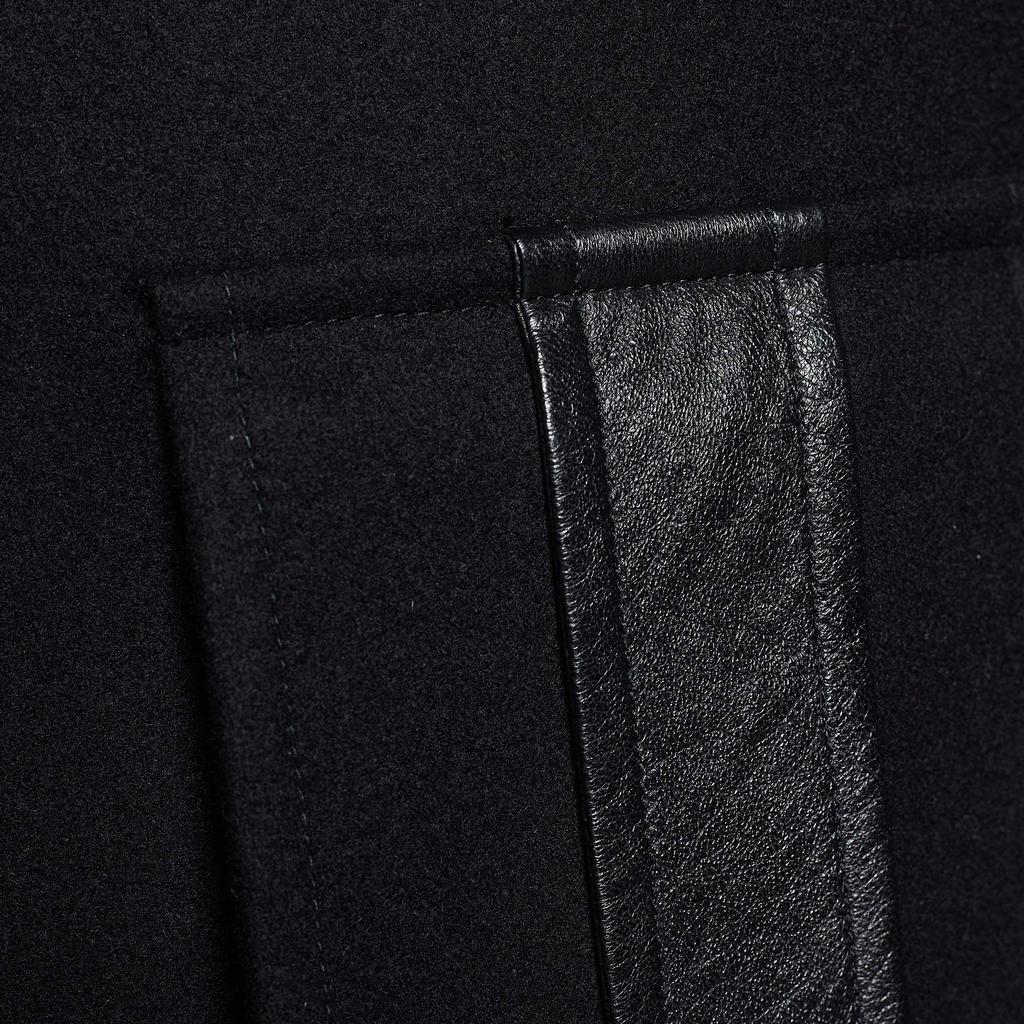 商品[二手商品] Yves Saint Laurent|Saint Laurent Black Wool Leather Trimmed Flap Pocket Detailed Jacket M,价格¥5041,第6张图片详细描述