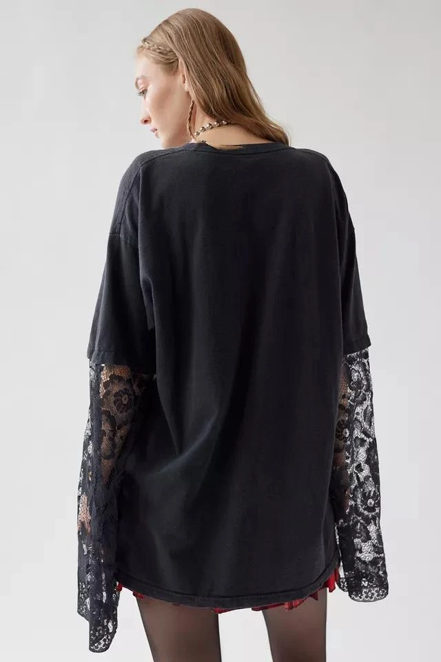 商品Urban Renewal|Urban Renewal Remade Overdyed Lace Sleeve Graphic Tee,价格¥190,第3张图片详细描述