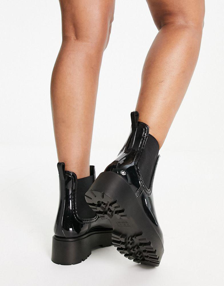 ASOS DESIGN Wide Fit Gadget chunky chelsea rain boots in black商品第2张图片规格展示