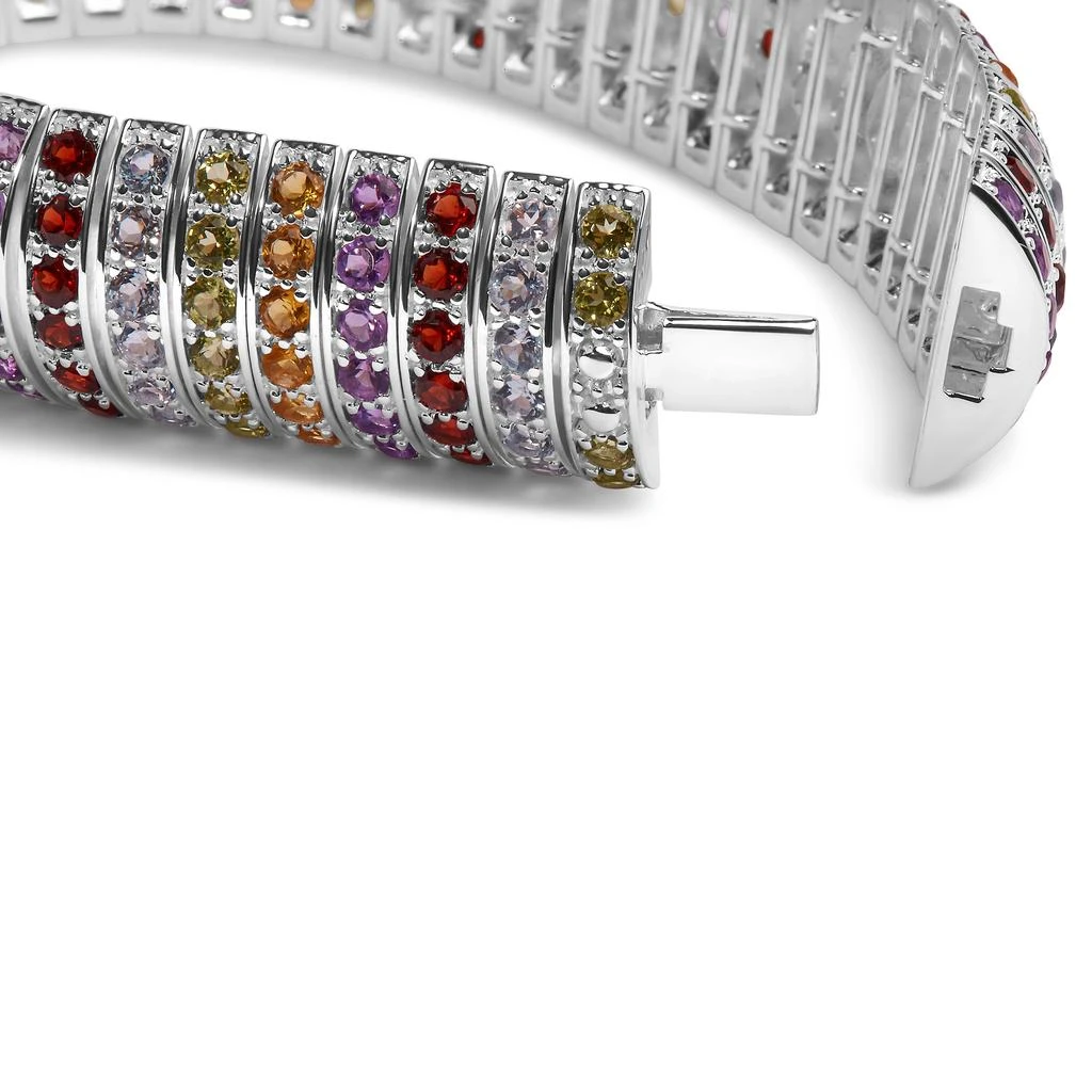 商品Haus of Brilliance|.925 Sterling Silver Multi Row Rainbow Gemstone  Bangle Bracelet,价格¥10861,第2张图片详细描述