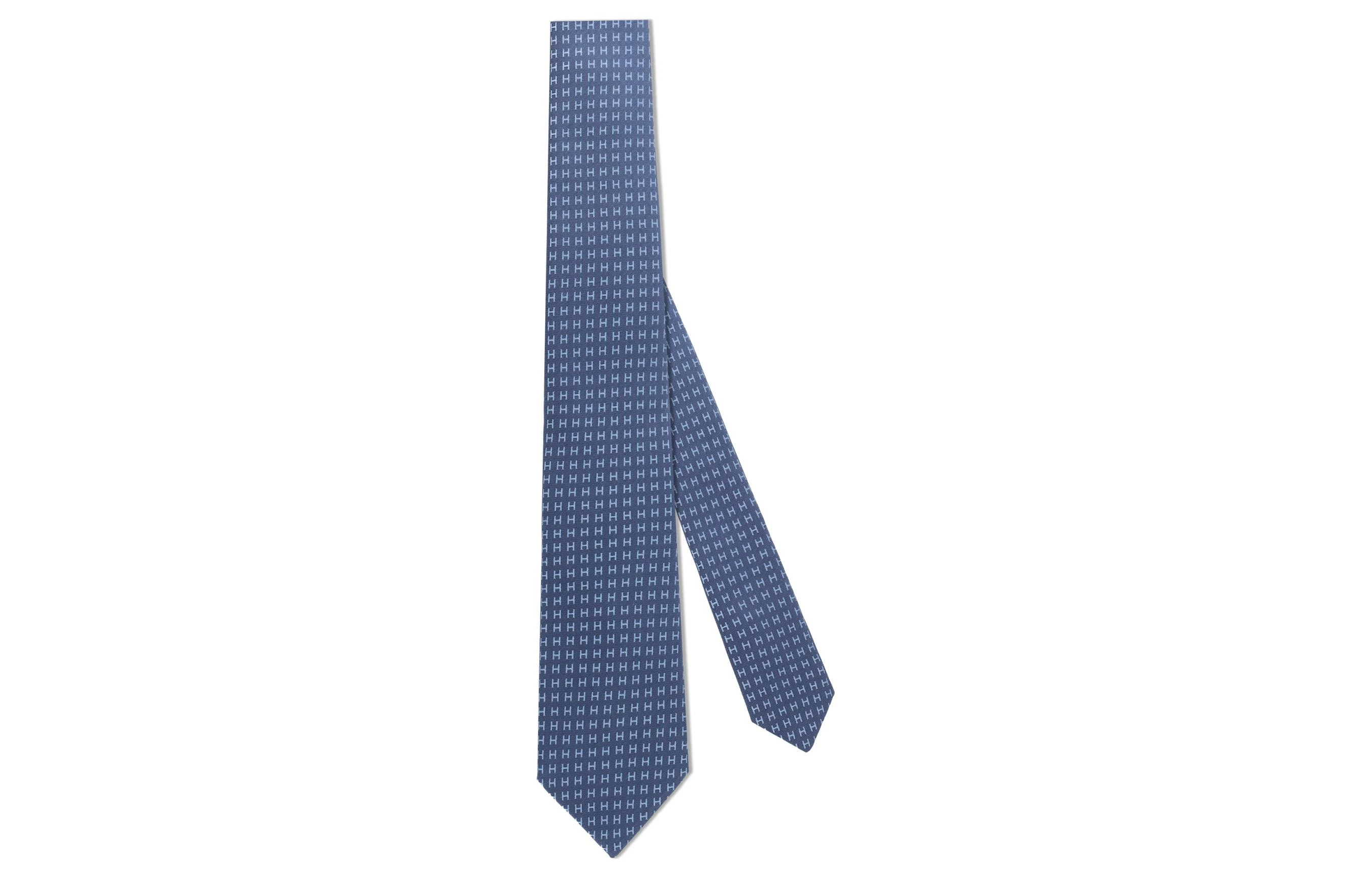商品[国内直发] Hermes|爱马仕 H印花 纯色 真丝 领带 男女同款情侣款 蓝色,价格¥2159,第3张图片详细描述