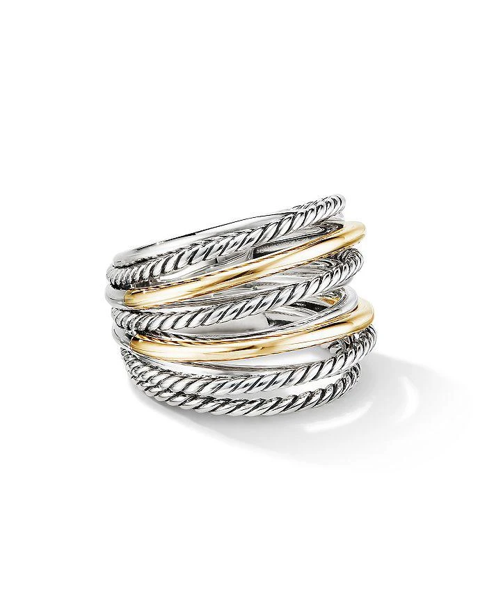 商品David Yurman|Sterling Silver & 18K Yellow Gold Crossover Wide Ring,价格¥7090,第1张图片