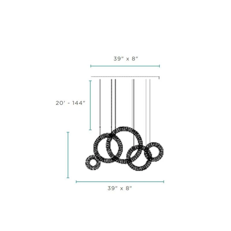 商品Finesse Decor|5 Hoop Crystal Progression Chandelier Chrome,价格¥9437,第2张图片详细描述