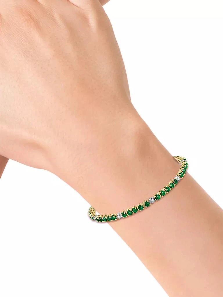 商品Saks Fifth Avenue Collection|Two-Tone 14K Gold, Malachite, & Diamond Bracelet,价格¥14545,第3张图片详细描述