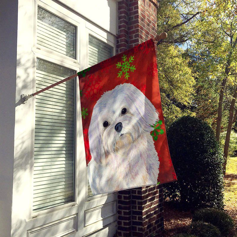 商品Caroline's Treasures|28 x 40 in. Polyester Maltese Red and Green Snowflakes Holiday Christmas Flag Canvas House Size 2-Sided Heavyweight,价格¥328,第2张图片详细描述