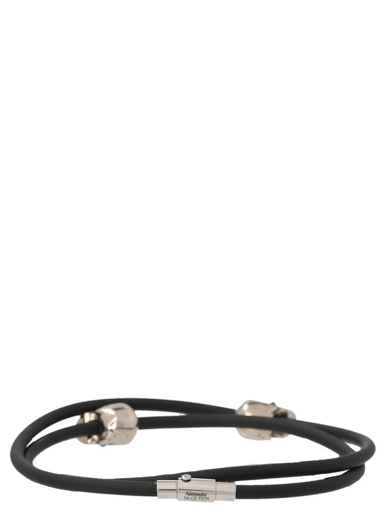 商品Alexander McQueen|Alexander McQueen Skull Charm Double Layered Cord Bracelet,价格¥1549,第2张图片详细描述