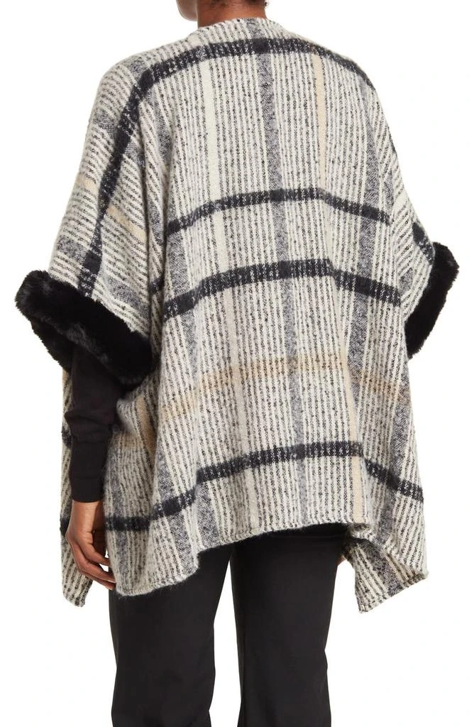 商品Vince Camuto|Grid Stripe Faux Fur Trim Topper,价格¥228,第3张图片详细描述