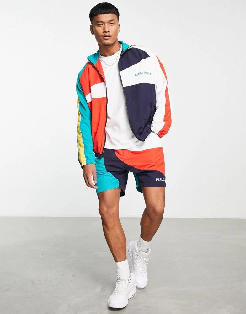 商品Parlez|Parlez Leeward co-ord track jacket in multicolour retro colour blocking,价格¥755,第1张图片