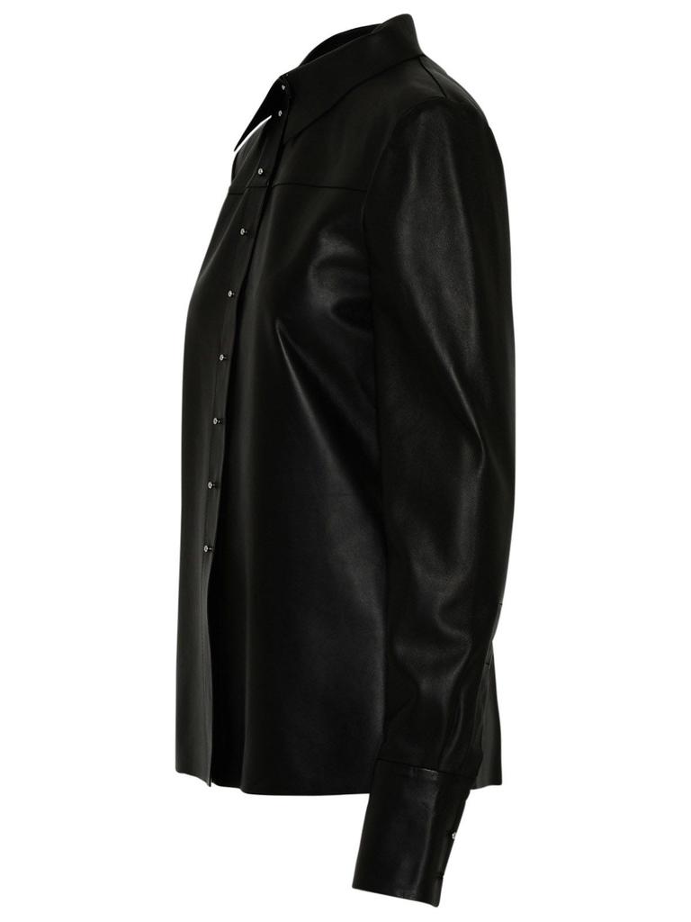 Max Mara Women's  Black Leather Shirt商品第2张图片规格展示