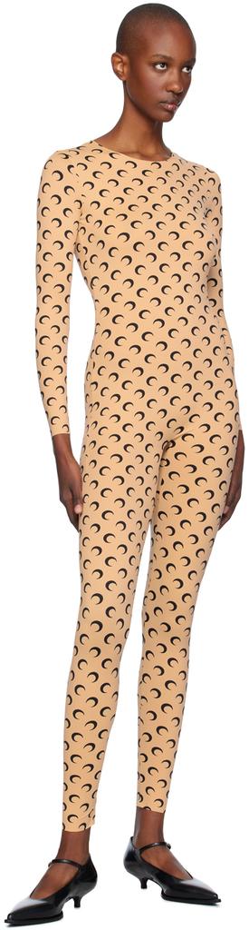 インナー・ルームウェアその他 MARINE SERRE SS24 'All over moon' bodysuit (WTO392 BK99) MARINE SERRE Tan All Over Moon Jumpsuit - Jumpsuits