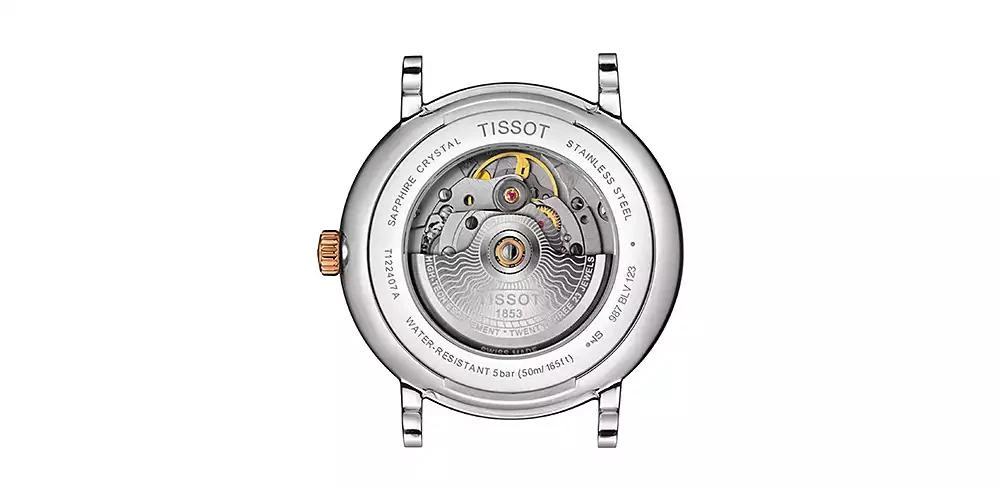 商品Tissot|Men's Swiss Automatic Carson Premium Powermatic 80 Two-Tone Stainless Steel Bracelet Watch 40mm,价格¥4127,第4张图片详细描述